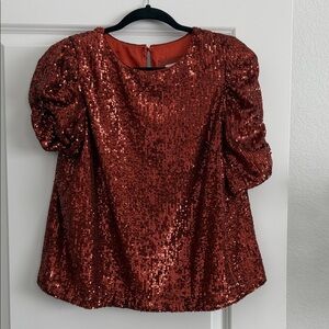 Anthropologie Sequin Puff-Sleeve Women's Top